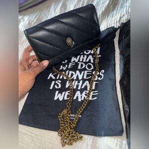 Kurt Geiger Black Quilted Crossbody with Gold Chain